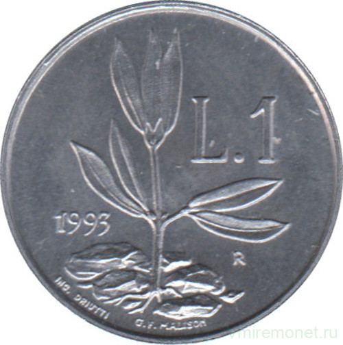 Монета. Сан-Марино. 1 лира 1993 год. Росток.