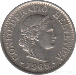 Монета. Швейцария. 10 раппенов 1968 год.