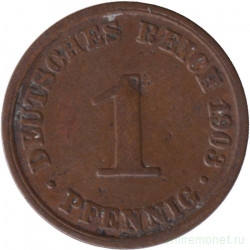 Монета. Германская империя. 1 пфенниг 1903 год. (A).