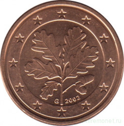 Монета. Германия. 1 цент 2002 год. (G).