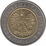 Монета. Польша. 5 злотых 2010 год. ав.