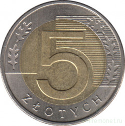 Монета. Польша. 5 злотых 2010 год.