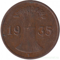 Монета. Германия. Веймарская республика. 1 рейхспфенниг 1935 год. Монетный двор - Штутгарт (F).