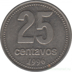 Монета. Аргентина. 25 сентаво 1996 год.