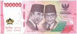 Банкнота. Индонезия. 100000 рупий 2022 год. Тип W168.