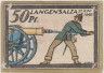 Бона. Нотгельд. Германия. Город Лангезальца. 50 пфеннигов 1921 год. Вариант 770.3.а.2. рев.