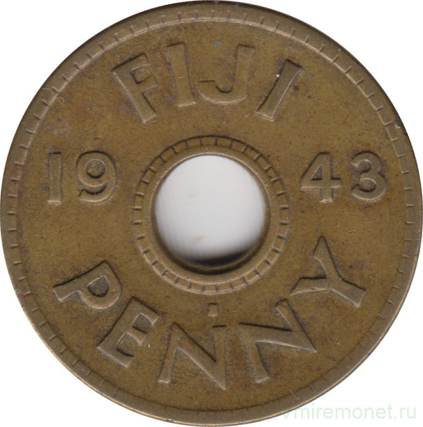 Монета. Фиджи. 1 пенни 1943 год.