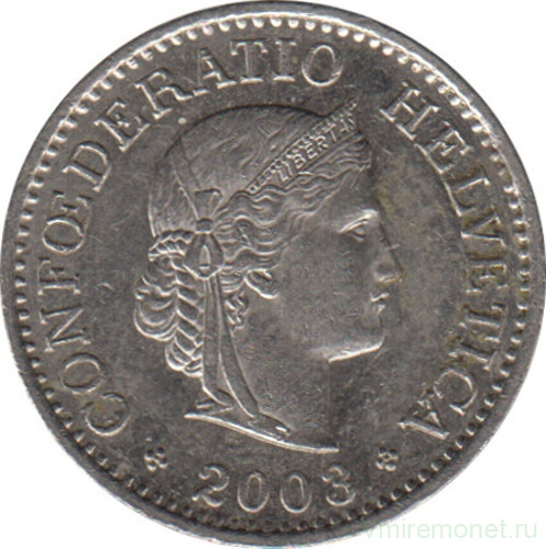 Монета. Швейцария. 10 раппенов 2003 год.
