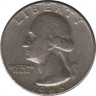  Монета. США. 25 центов 1966 год. ав.