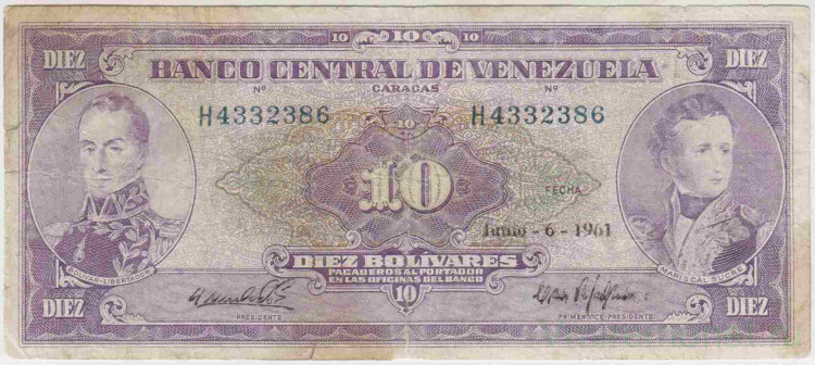 Купить Купюры Венесуэлы 10 Боливар 2008 Год
