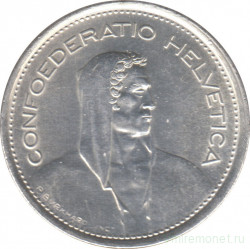 Монета. Швейцария. 5 франков 1969 год. Серебро.