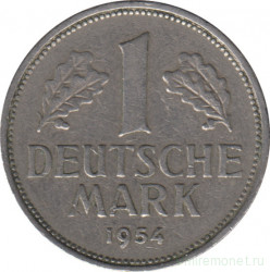 Монета. ФРГ. 1 марка 1954 год. Монетный двор - Гамбург (J).