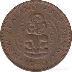 Монета. Новая Зеландия. 1/2 пенни 1960 год.