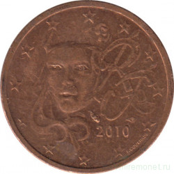Монета. Франция. 2 цента 2010 год.