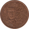 Монета. Франция. 2 цента 2010 год. ав.