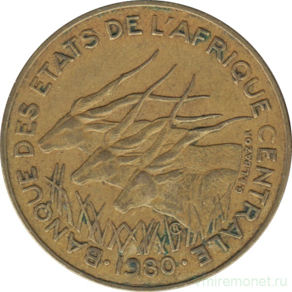 Монета. Центральноафриканский экономический и валютный союз (ВЕАС). 10 франков 1980 год.