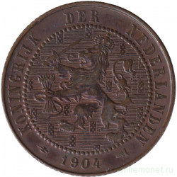 Монета. Нидерланды. 2,5 цента 1904 год.