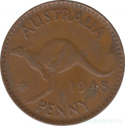 Монета. Австралия. 1 пенни 1948 год.