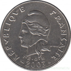 Монета. Французская Полинезия. 20 франков 2003 год.