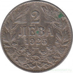 Монета. Болгария. 2 лева 1925 год. Монетный двор - Пуасси.