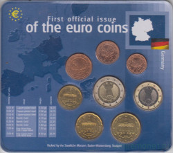 Монеты. Германия. Набор евро 8 монет 2002 год. 1, 2, 5, 10, 20, 50 центов, 1, 2 евро. (F).