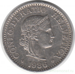 Монета. Швейцария. 10 раппенов 1986 год.