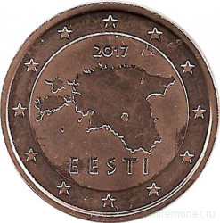 Монета. Эстония. 2 цента 2017 год.