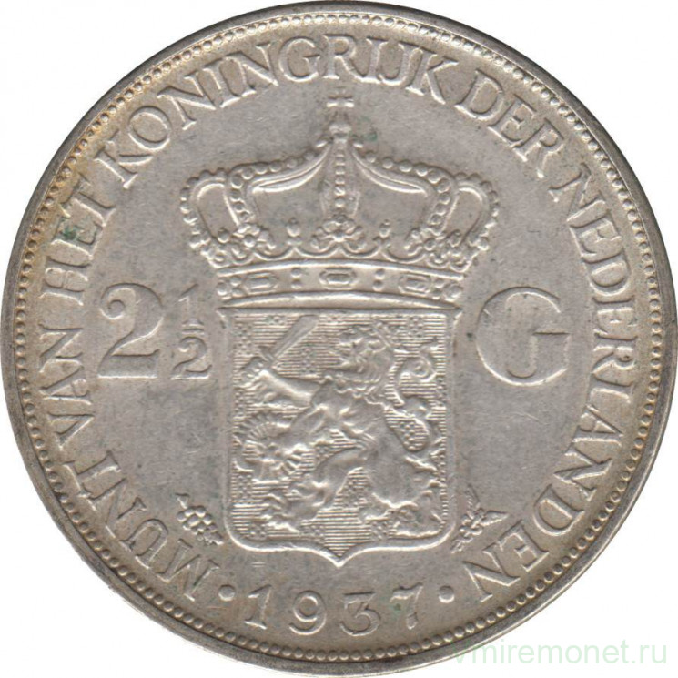 Монета. Нидерланды. 2,5 гульдена 1937 год.