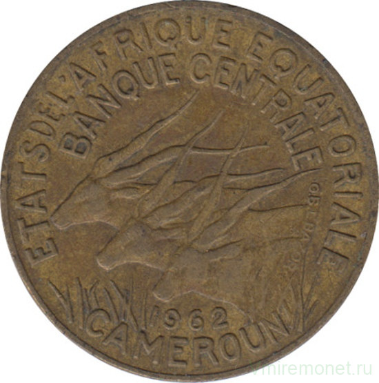Монета. Экваториальная Африка (КФА). Камерун. 5 франков 1962 год.