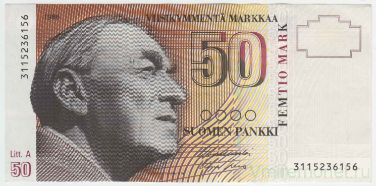 Банкнота. Финляндия. 50 марок 1986 год. Лит А. Тип 118 (38).