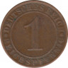 Монета. Германия. Веймарская республика. 1 рейхспфенниг 1935 год. Монетный двор - Карлсруэ (G). рев.