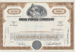 Акция. США. "OHIO POWER COMPANY". 100 акций 1971 год.