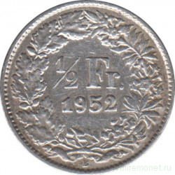 Монета. Швейцария. 1/2 франка 1952 год.