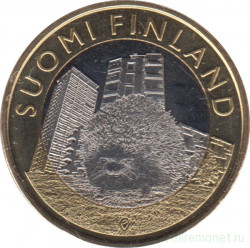 Монета. Финляндия. 5 евро 2015 год. Исторические регионы Финляндии. Животные, еж. Уусимаа.