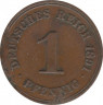 Монета. Германия (Германская империя 1871-1922). 1 пфенниг 1891 год. (А). ав.