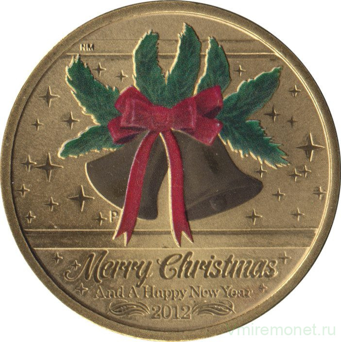 Монета. Австралия. 1 доллар 2012 год. Счастливого Рождества. В конверте.