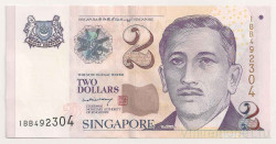 Банкнота. Сингапур. 2 доллара 2005 год.