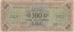 Банкнота. Италия. Американская оккупация. 100 лир 1943 год. Тип М21b.