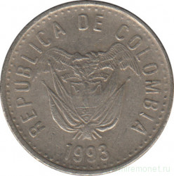 Монета. Колумбия. 10 песо 1993 год.