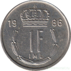 Монета. Люксембург. 1 франк 1986 год.