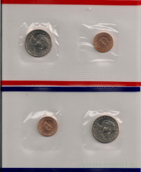 Монета. США. 1 доллар 1999 год. Сьюзен Энтони. Монетный двор P и D. Набор с жетонами в конверте.