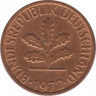  Монета. ФРГ. 1 пфенниг 1972 год. Монетный двор - Карлсруэ (G). кав.