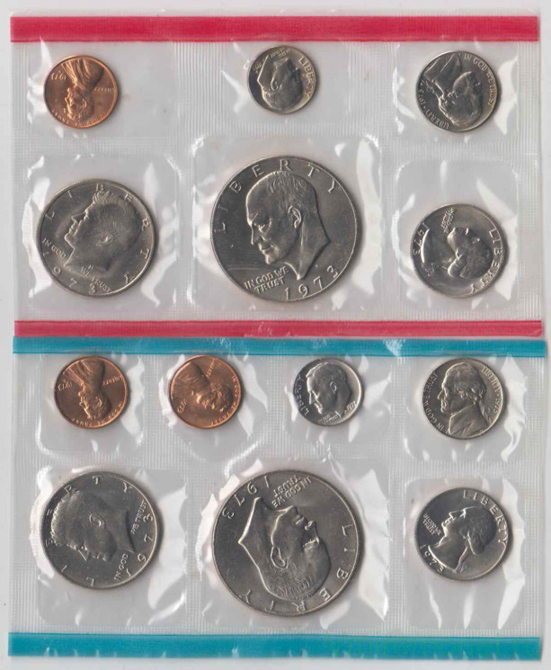 Монета. США. Годовой набор 1973 год. Монетные дворы P и D.
