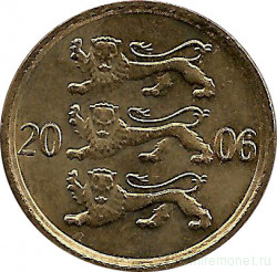 Монета. Эстония. 10 сентов 2006 год.