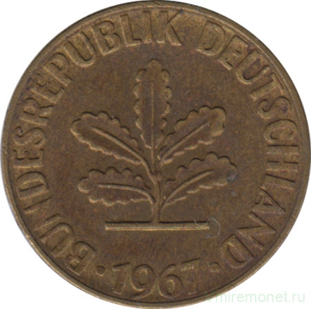 Монета. ФРГ. 5 пфеннигов 1967 год. Монетный двор - Мюнхен (D).