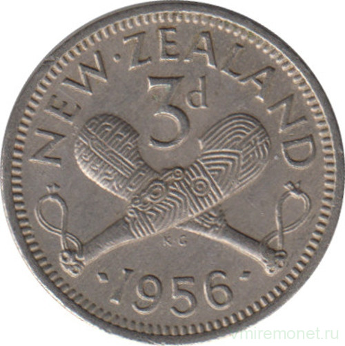 Монета. Новая Зеландия. 3 пенса 1956 год. Новый тип.