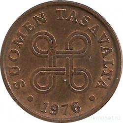 Монета. Финляндия. 5 пенни 1976 год.