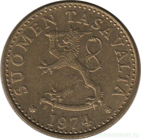 Монета. Финляндия. 20 пенни 1974 год.