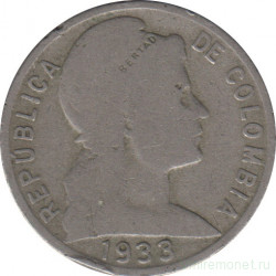 Монета. Колумбия. 5 сентаво 1933 год.