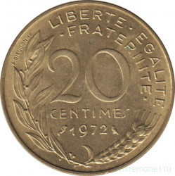 Монета. Франция. 20 сантимов 1972 год.